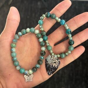 Hand made Dave Mathew’s band turquoise and glass bead bracelet set